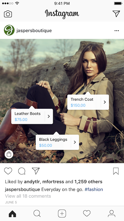 Shopping in Instagram images